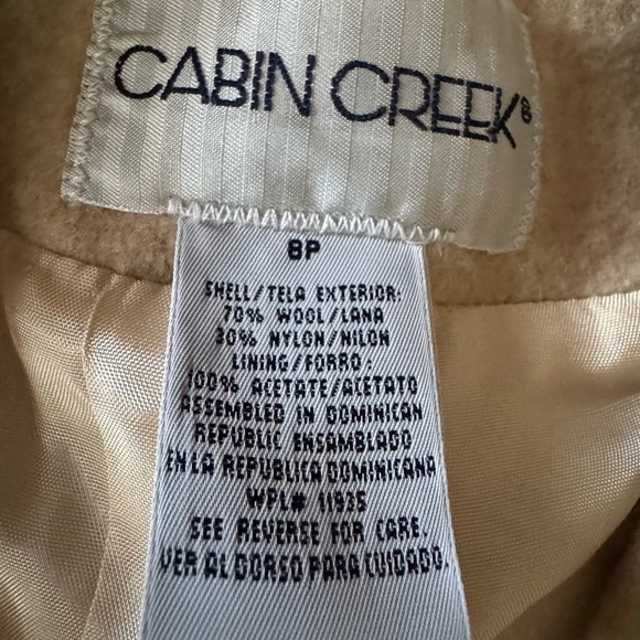 Cabin Creek Jacket Petite Women 8P Oatmeal Wool Button Up Shaped Car Coat Cozy - Picture 5 of 8